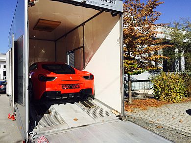 Ferrari 488 GTB ready to be shipped/transported to its new owner in Abu Dhabi